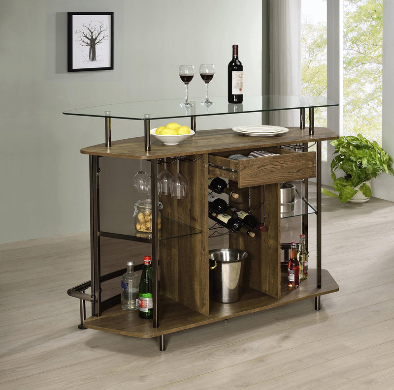 Varo - Brown & Black - Glass Top Bar Unit - Ornate Home