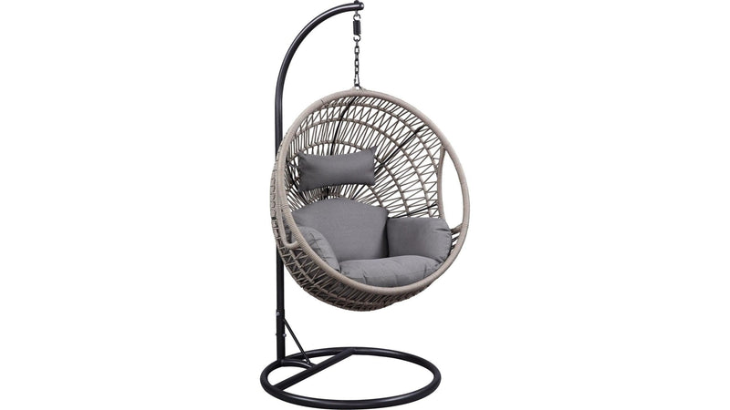 Vasant - Beige & Black - Patio Swing Chair w/ Stand - Ornate Home