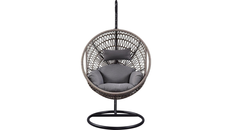 Vasant - Beige & Black - Patio Swing Chair w/ Stand - Ornate Home