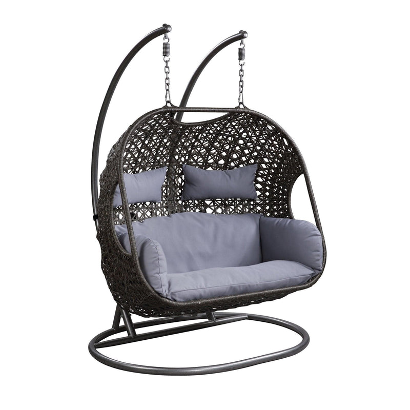 Vasant - Gray & Black - Patio Swing Chair w/ Stand - Ornate Home