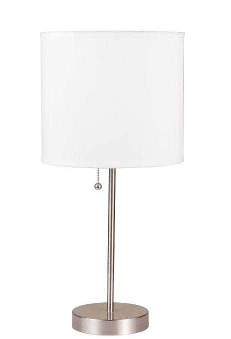 Vassy White Shade & Brush Silver Table Lamp - Ornate Home