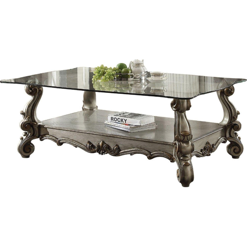 Versailles Antique Platinum & Clear Glass Coffee Table - Ornate Home