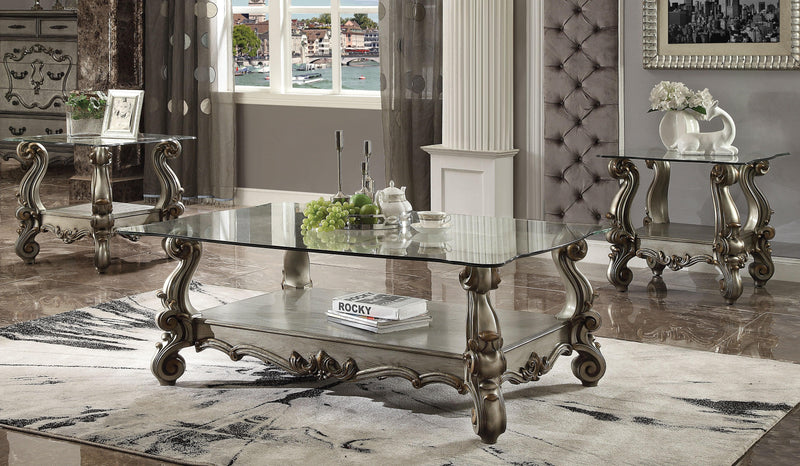 Versailles Antique Platinum & Clear Glass Coffee Table - Ornate Home