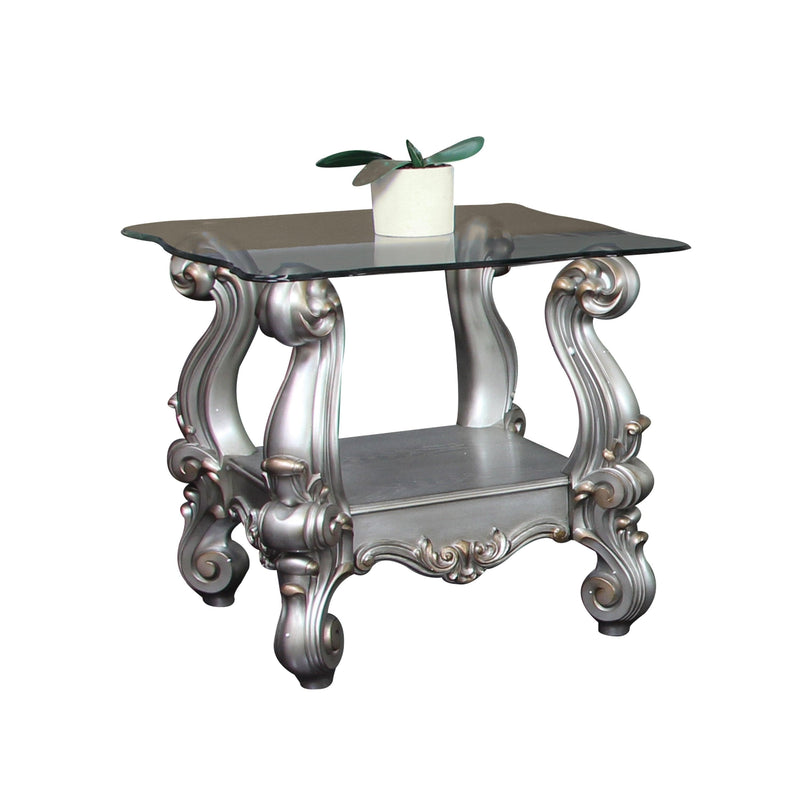 Versailles Antique Platinum & Clear Glass End Table - Ornate Home