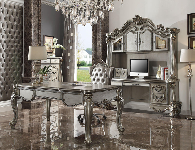 Versailles Antique Platinum Computer Desk & Hutch - Ornate Home