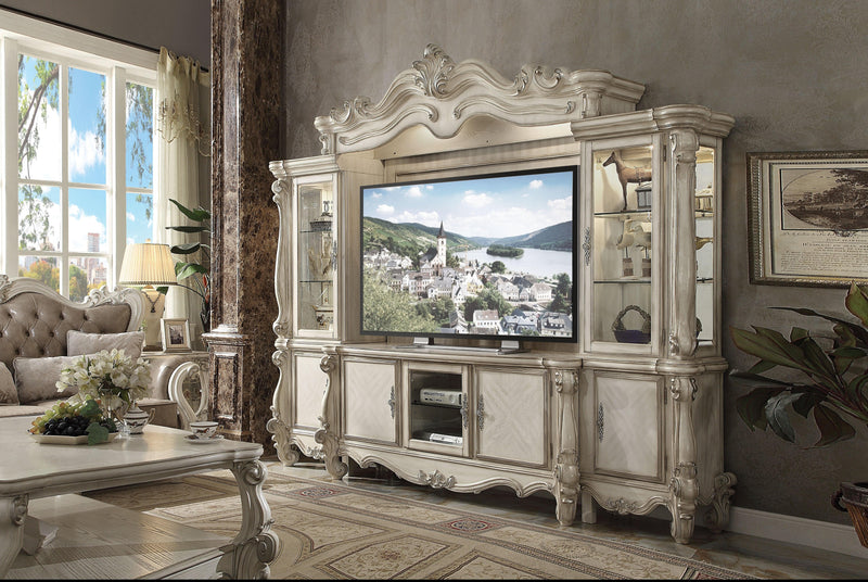 Versailles Bone White Entertainment Center (Side Piers & Bridge) - Ornate Home