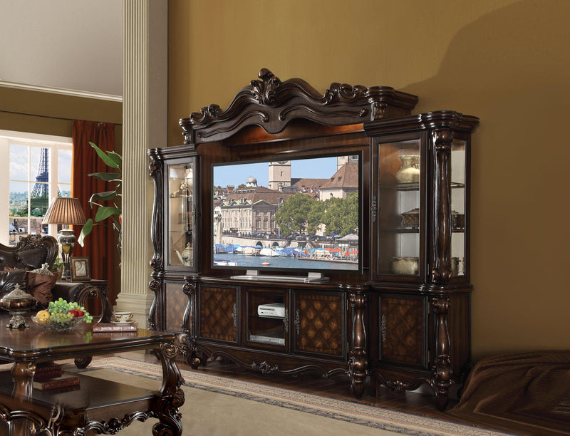 Versailles Cherry Oak Entertainment Center (Side Piers & Bridge) - Ornate Home