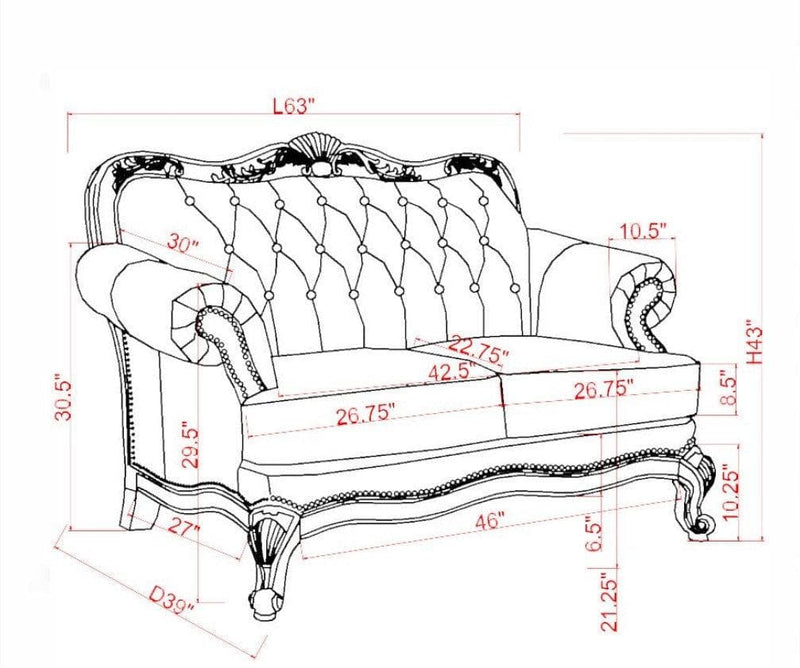 Victoria - Tri-Tone & Brown - Loveseat - Ornate Home