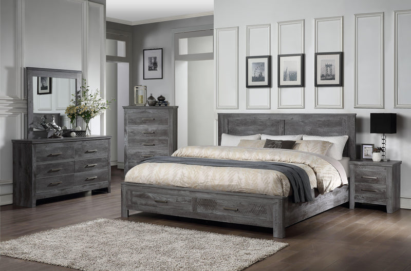 Vidalia Rustic Gray Oak Queen Bed (Storage) - Ornate Home