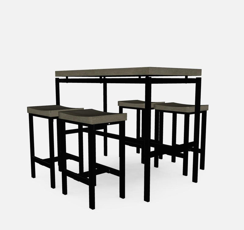 Vilvoorde - Black & Gray Metal - 5pc Counter Height Set - Ornate Home