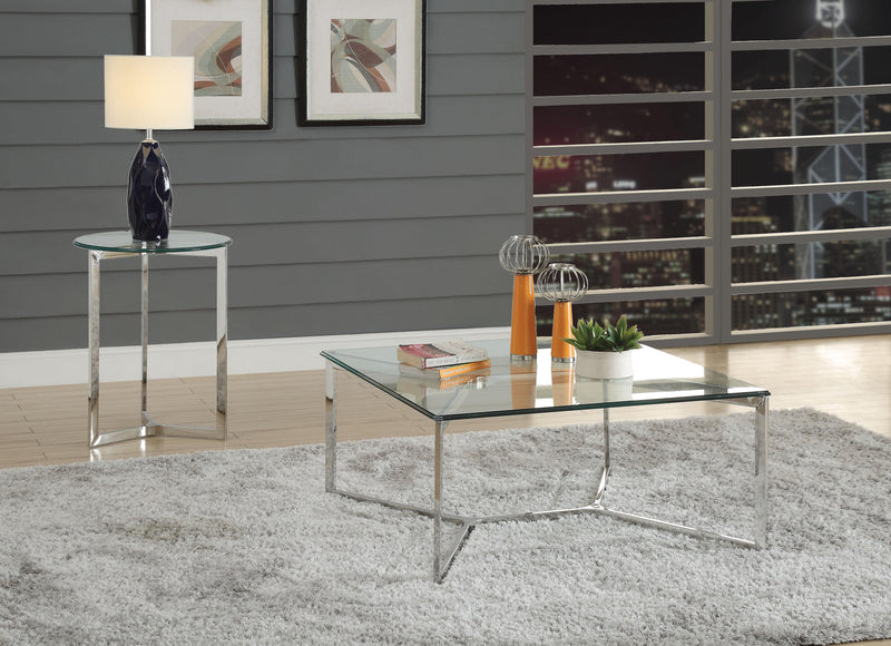 Volusius Stainless Steel & Clear Glass Coffee Table - Ornate Home