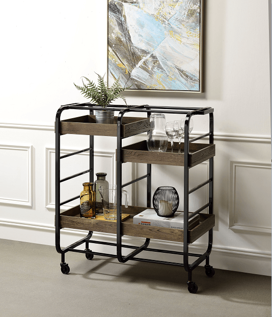 Vorrik Black & Walnut Serving Cart - Ornate Home