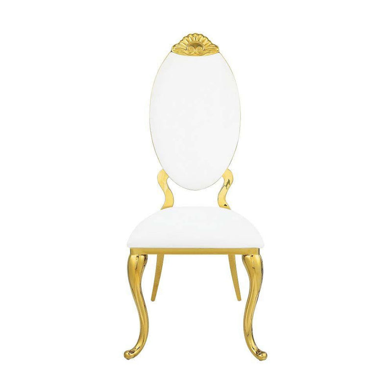 Fallon White & Mirrored Gold Finish Side Chair (Set of 2)