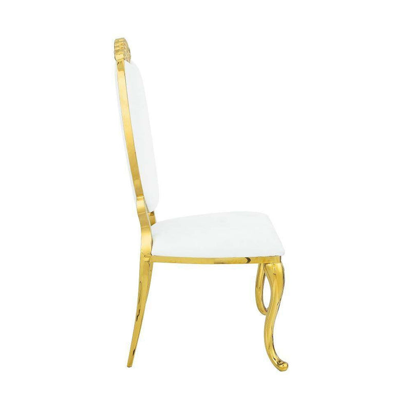 Fallon White & Mirrored Gold Finish Side Chair (Set of 2)