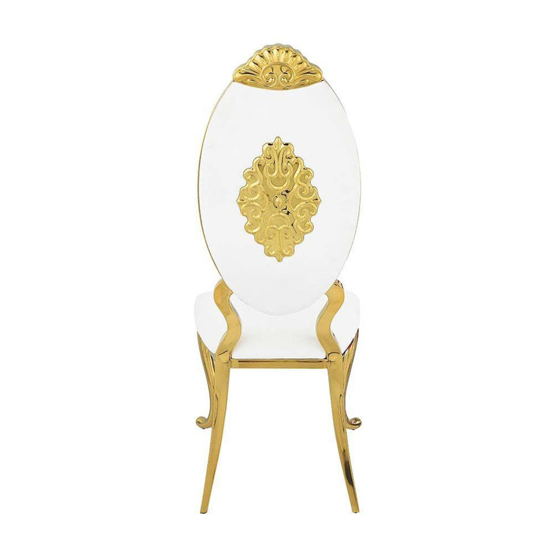 Fallon White & Mirrored Gold Finish Side Chair (Set of 2)