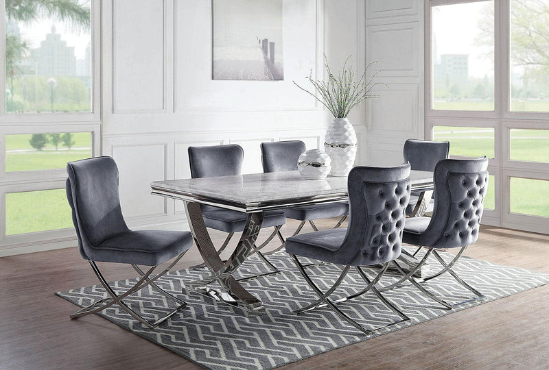 Wadenswil - Gray & Faux Marble - 5pc Dining Set - Ornate Home