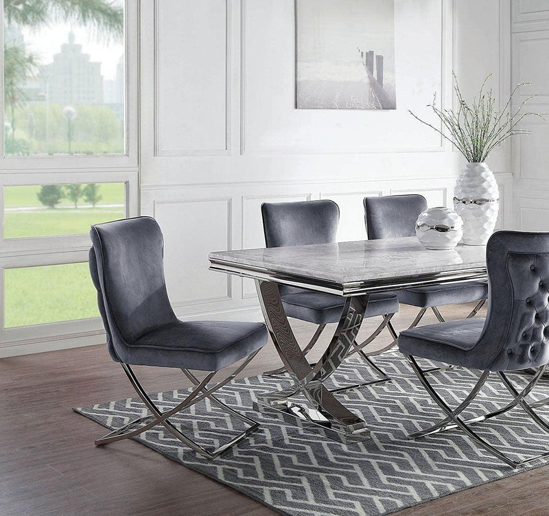 Wadenswil - Gray & Faux Marble - 5pc Dining Set - Ornate Home