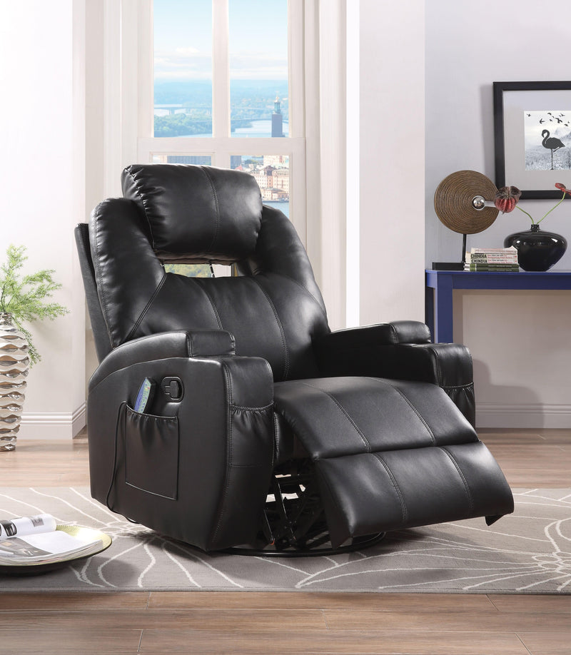 Waterlily Black PU Rocker Recliner (Motion) - Ornate Home