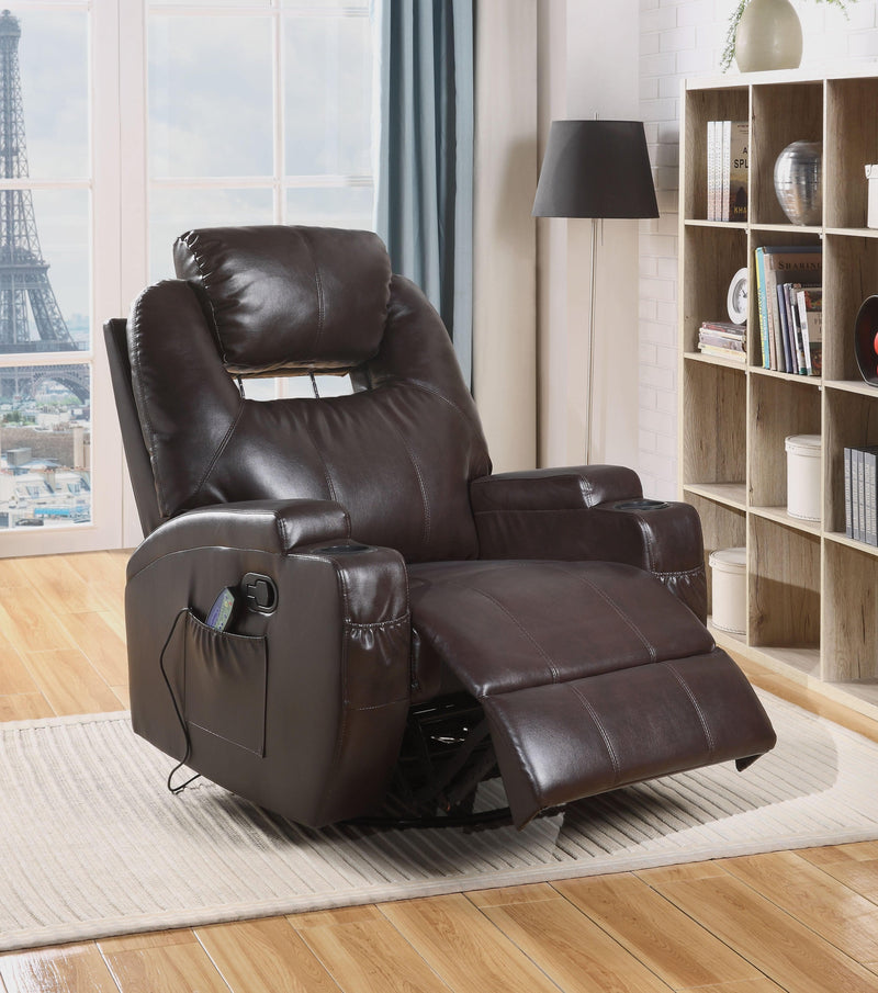 Waterlily Brown PU Rocker Recliner (Motion) - Ornate Home