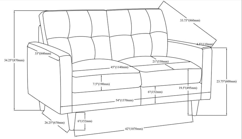 Watsonville - Grey - Stationary Loveseat - Ornate Home