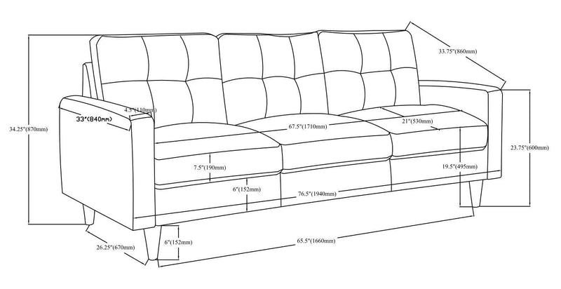 Watsonville - Grey - Stationary Sofa - Ornate Home