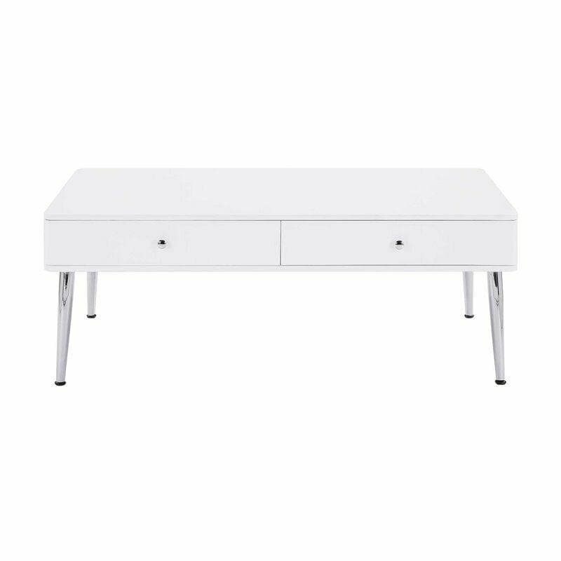 Weizor - White High Gloss & Chrome - Coffee Table - Ornate Home