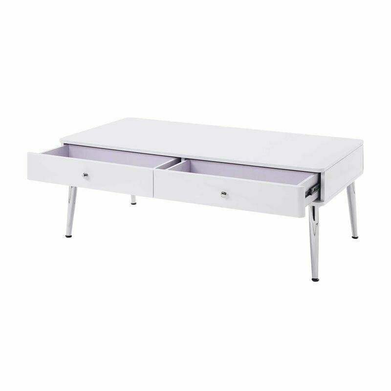 Weizor - White High Gloss & Chrome - Coffee Table - Ornate Home