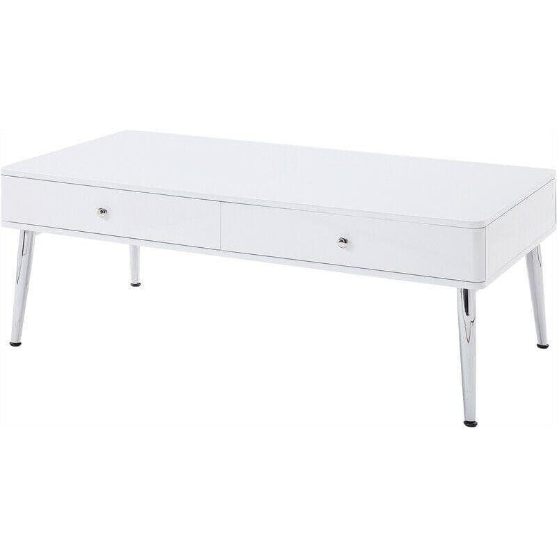 Weizor - White High Gloss & Chrome - Coffee Table - Ornate Home