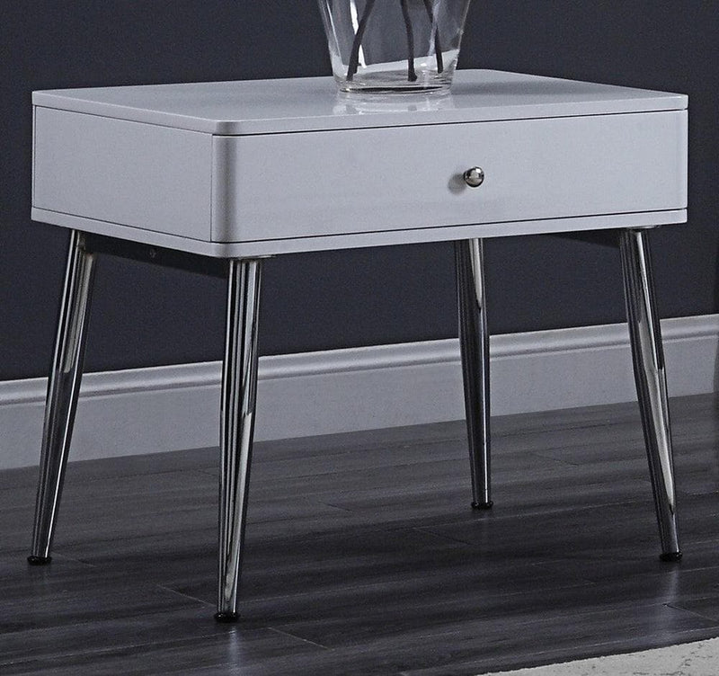 Weizor - White High Gloss & Chrome - End Table - Ornate Home