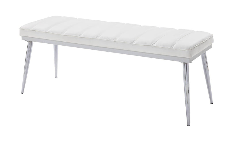 Weizor White PU & Chrome Bench - Ornate Home