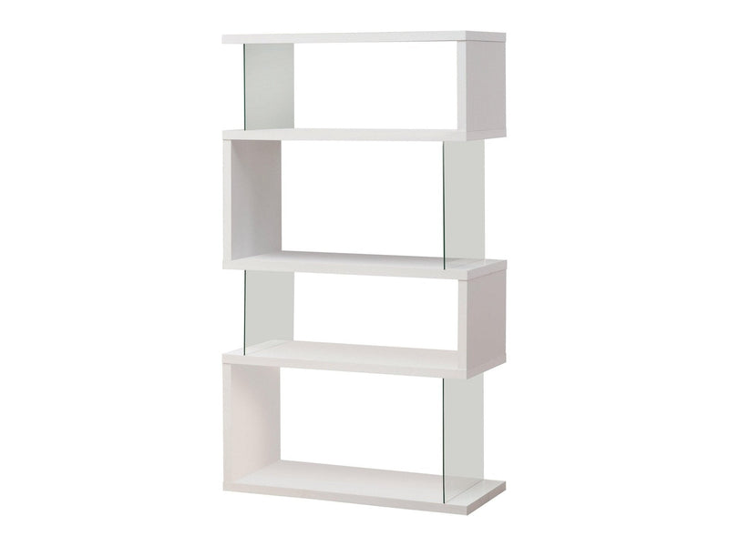 Emelle - White Glossy & Clear -  Bookcase - Ornate Home