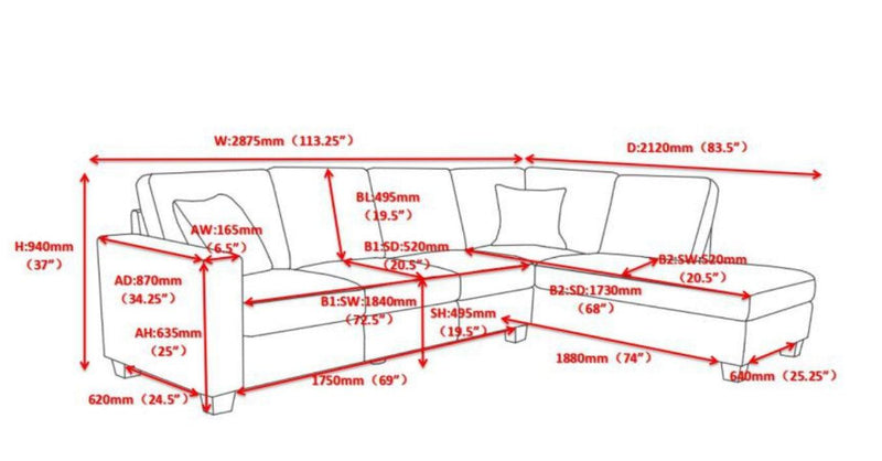 Whitson - Stone - L Shape Sectional Sofa - Ornate Home