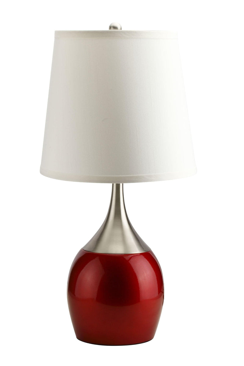 Willow Brushed Silver, Red Table Lamp - Ornate Home