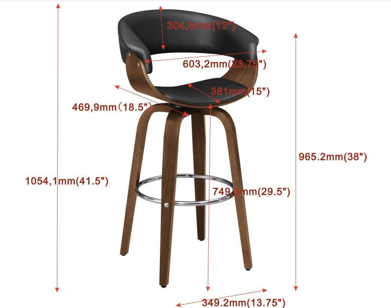 Windwril - Walnut & Black - Bar Stool - Ornate Home