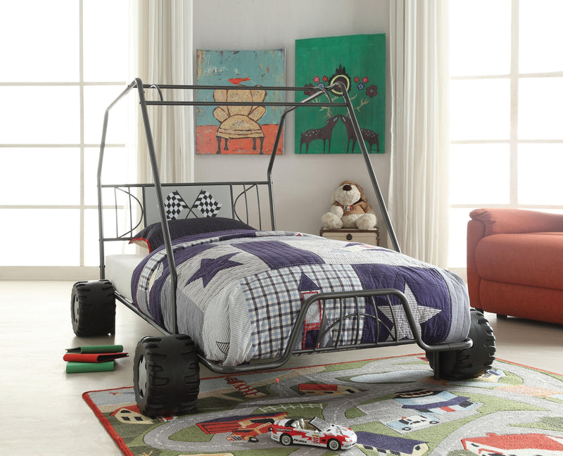 Xander Gunmetal Go Kart Twin Bed - Ornate Home