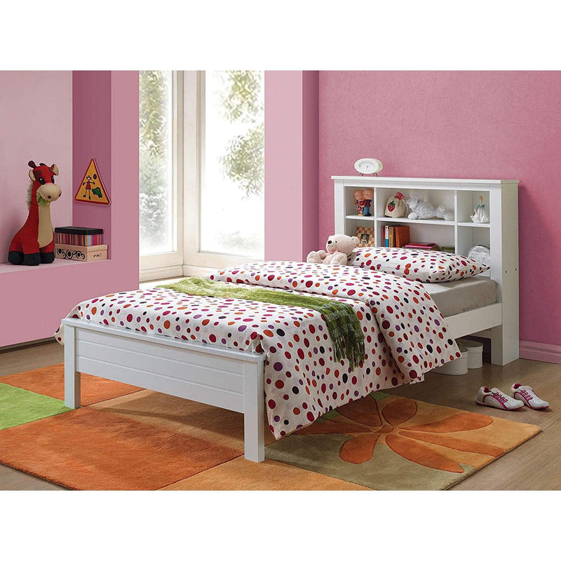 Yara - White - Twin Bed w/HB Bookcase - Ornate Home