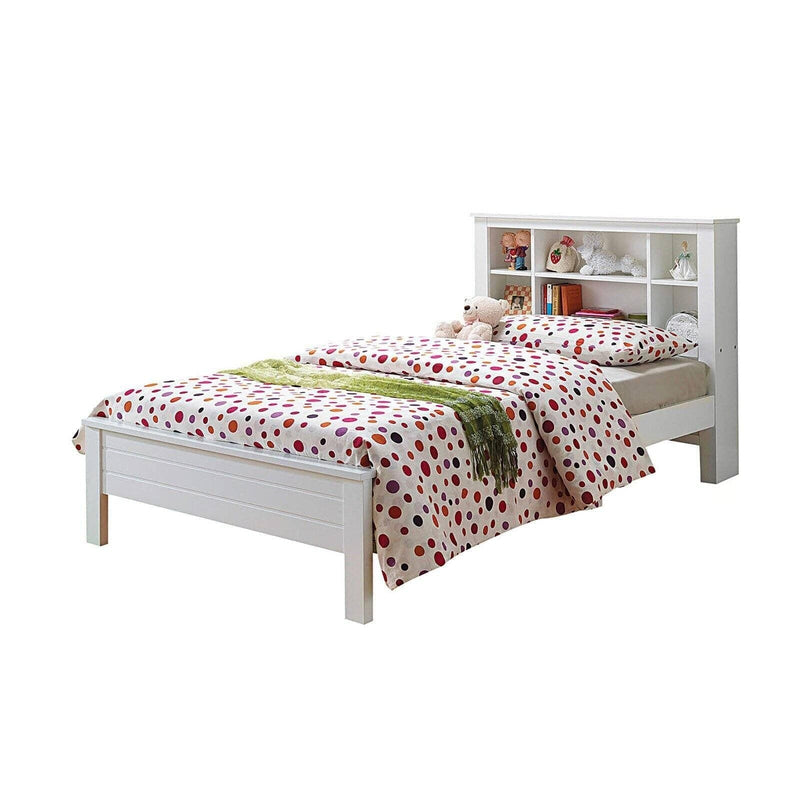 Yara - White - Twin Bed w/HB Bookcase - Ornate Home