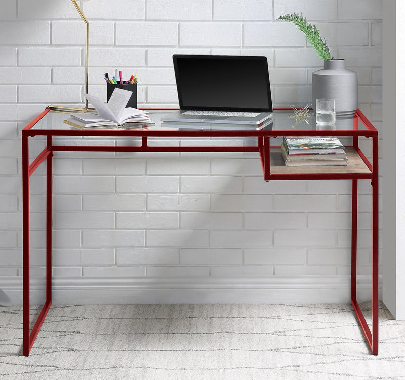 Yasin Red & Glass Desk - Ornate Home