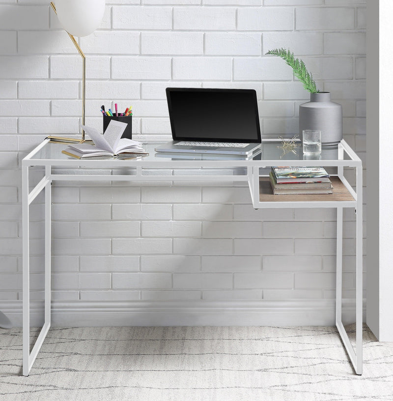 Yasin White & Glass Desk - Ornate Home