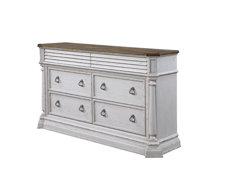 York Shire Antique White & Dark Charcoal Dresser - Ornate Home