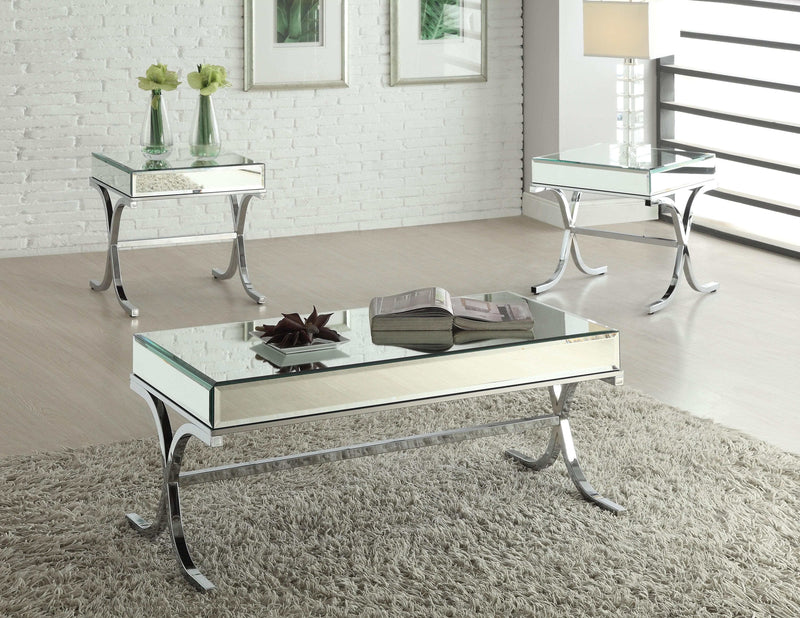 Yuri - Mirrored Top & Chrome - End Table - Ornate Home