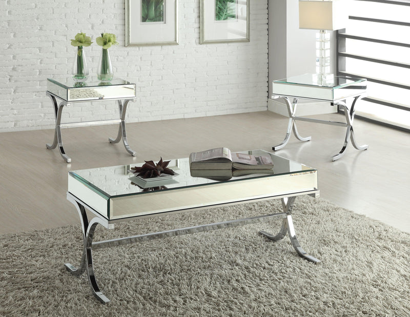 Yuri - Mirrored Top & Chrome - Coffee Table - Ornate Home