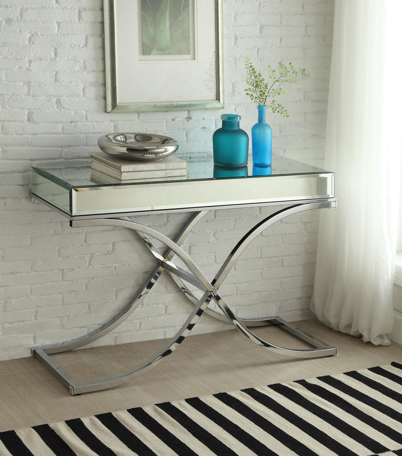 Yuri Mirrored Top & Chrome Sofa Table - Ornate Home