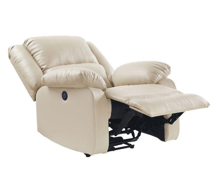 Zuriel - Beige Faux Leather - Power Recliner Chair - Ornate Home