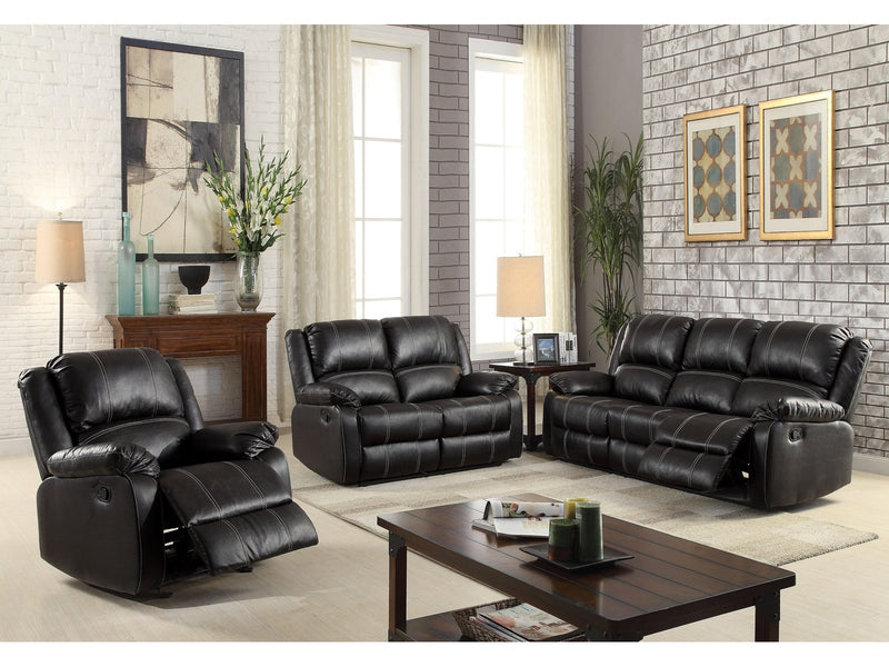 Zuriel Black PU Sofa (Motion) - Ornate Home