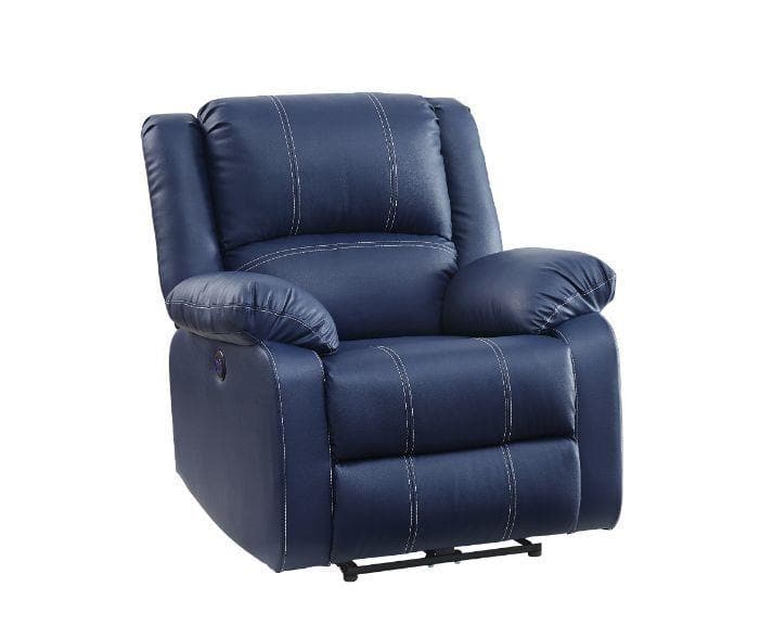 Zuriel - Blue Faux Leather - Power Recliner Chair - Ornate Home