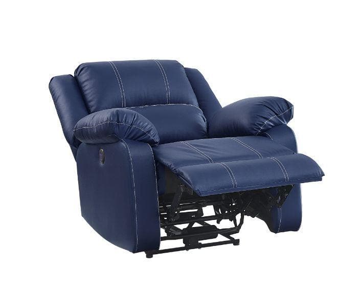 Zuriel - Blue Faux Leather - Power Recliner Chair - Ornate Home