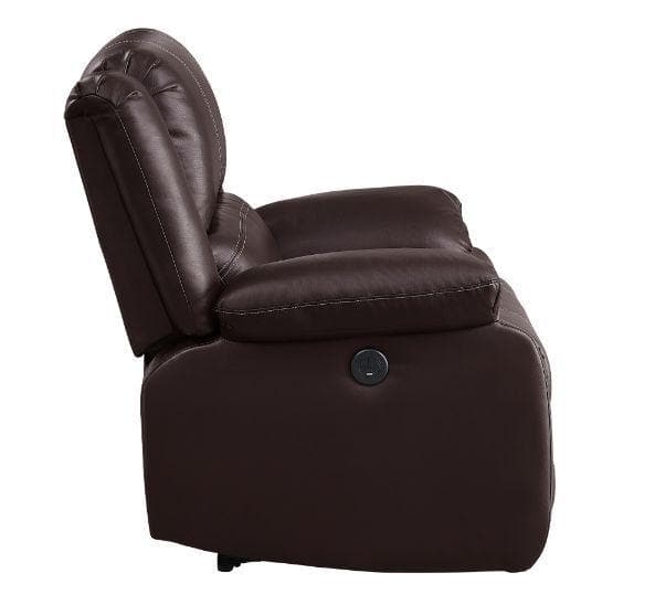 Zuriel - Brown Faux Leather - Power Recliner Chair - Ornate Home