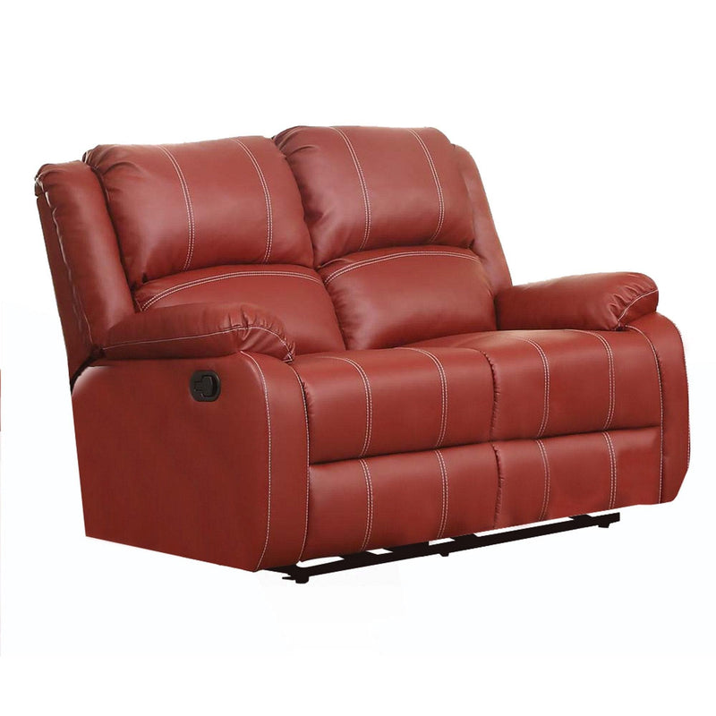 Zuriel - Red Faux Leather - Reclining Loveseat - Ornate Home