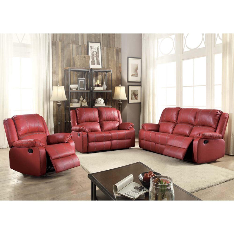 Zuriel - Red Faux Leather - Reclining Loveseat - Ornate Home